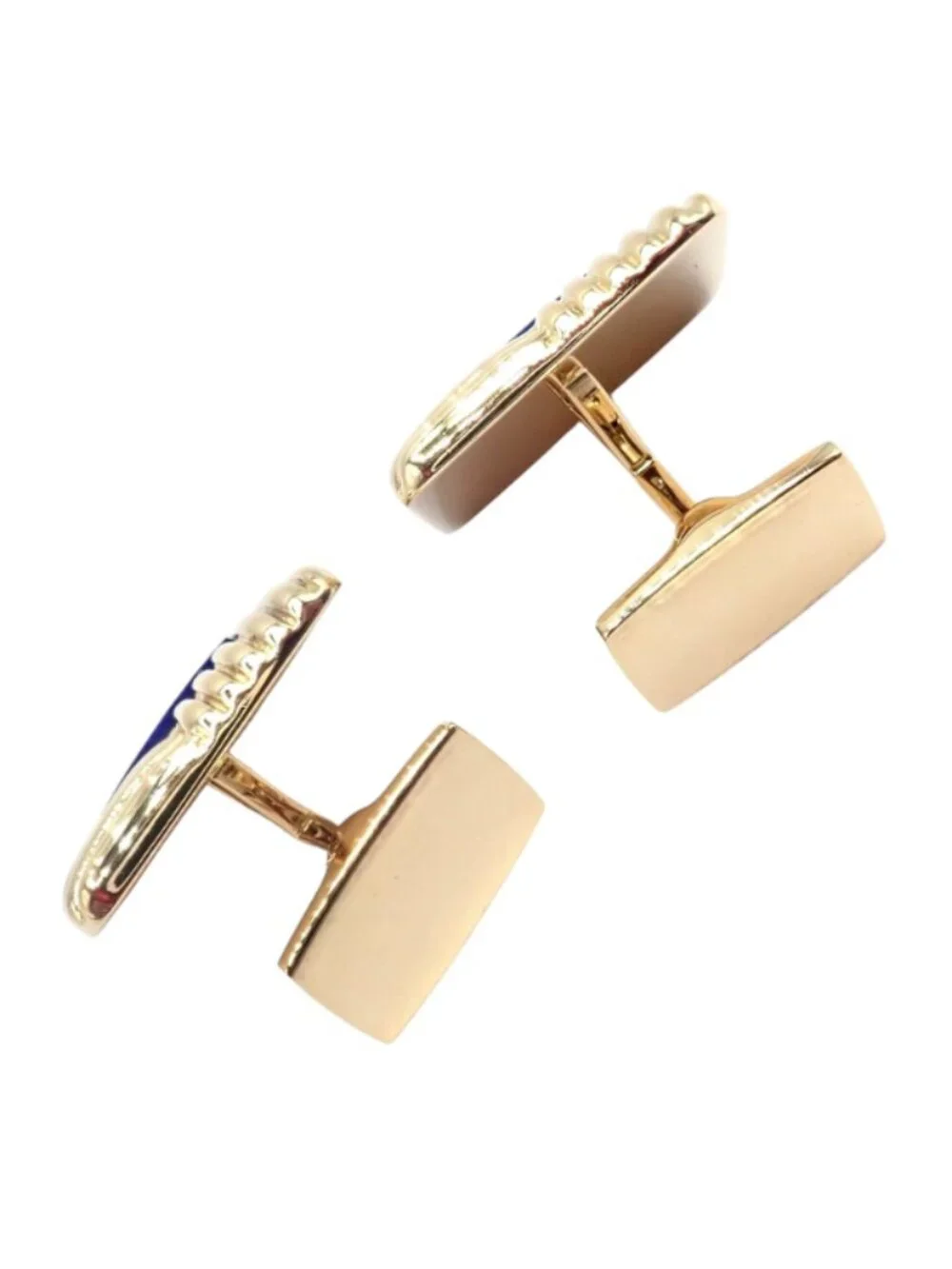 Piaget 18k Yellow Gold Large Lapis Lazuli Rope Square Gold Cufflinks